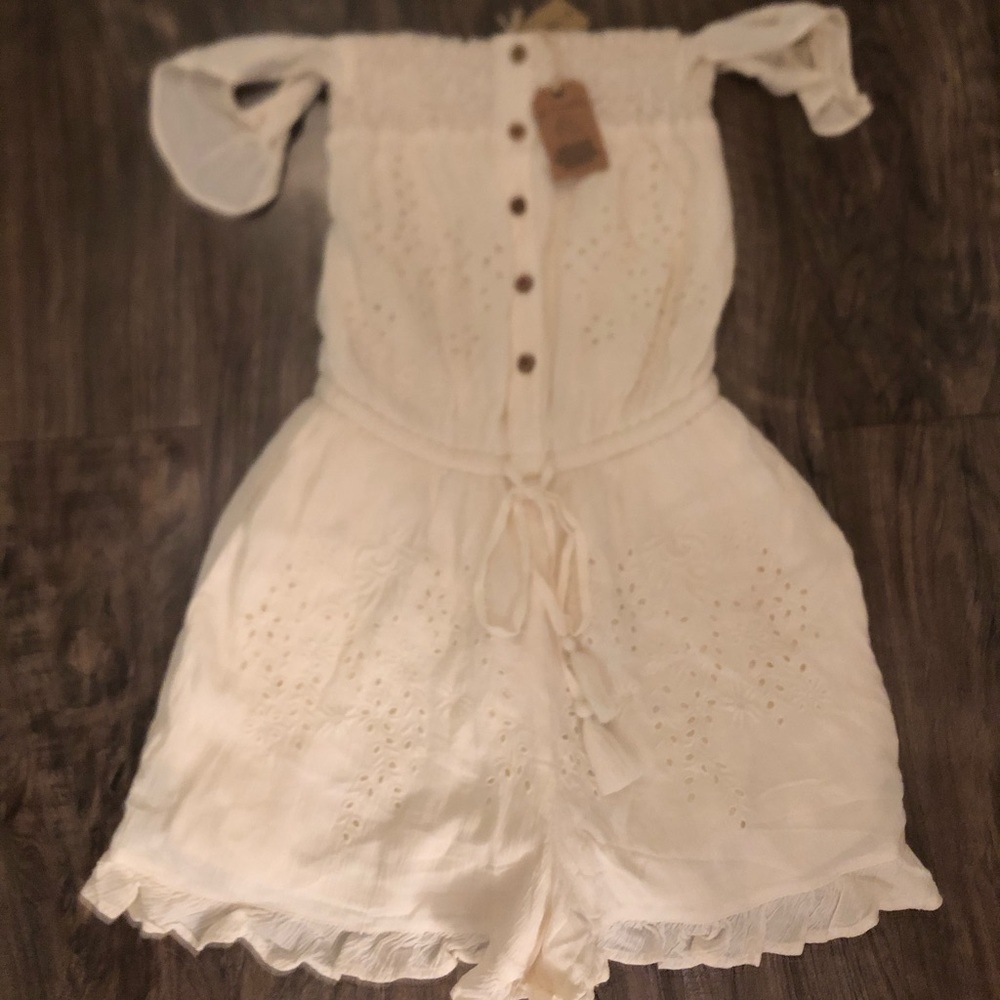 American Eagle white embroidered romper